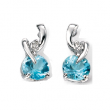 9ct White Gold Diamond And Blue Topaz Twist Earrings